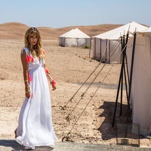 Sundress (brand) Brooke Long White/ Neon pink, Neon orange